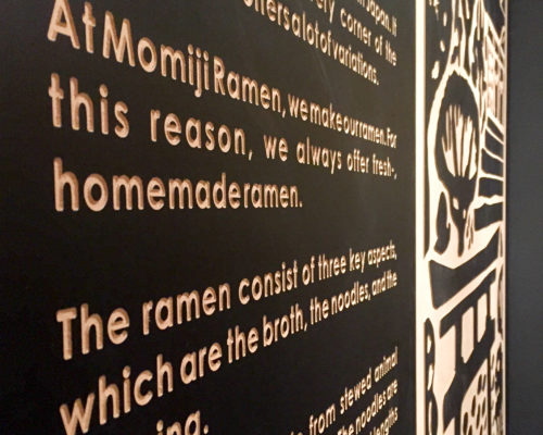 Sier- en informatiewand Restaurant Momiji